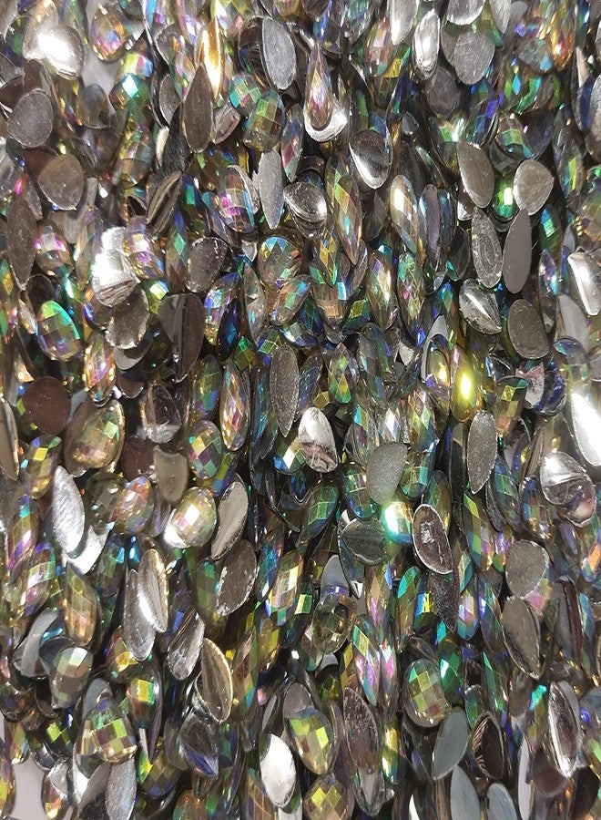 The Unique ® 8 * 5mm Drop Shape Rainbow Colour Kundan Stone Beads for Art & Craft, Jewellery Making, Bangles, Embroidery & DIY Works (Pack of 1500pcs) with Fabric Glue - Image 1